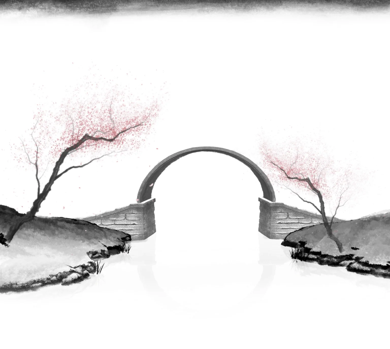 Two trees connected by glowing arcs